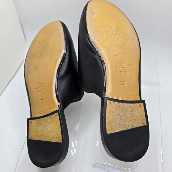 Gucci Princetown Mules Horsebit Bee Embroidered Slip-On Leather Black Women's 35 - Picture 7 of 10